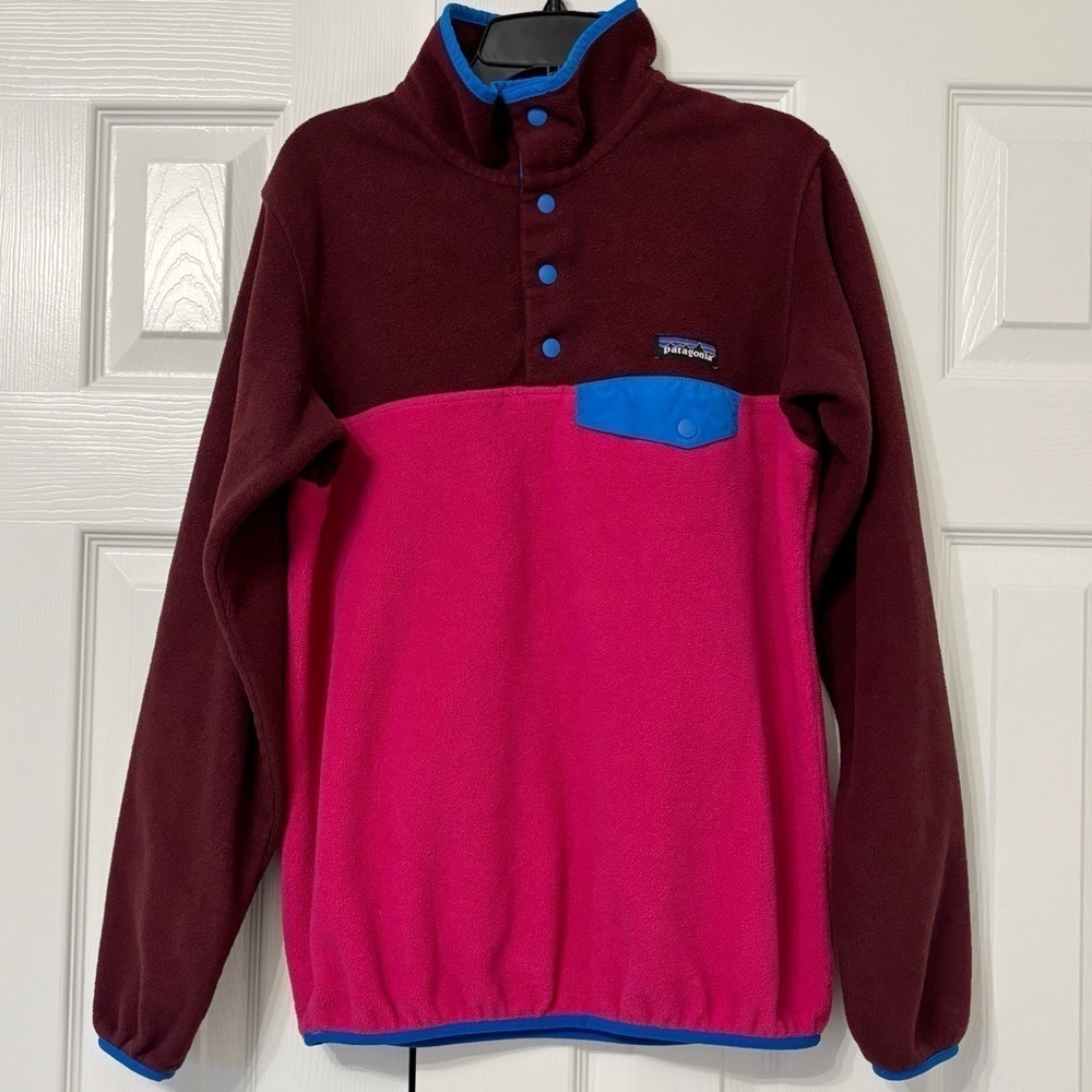 Patagonia Synchilla Snap-T Pullover Women's Size Small In Block Pink